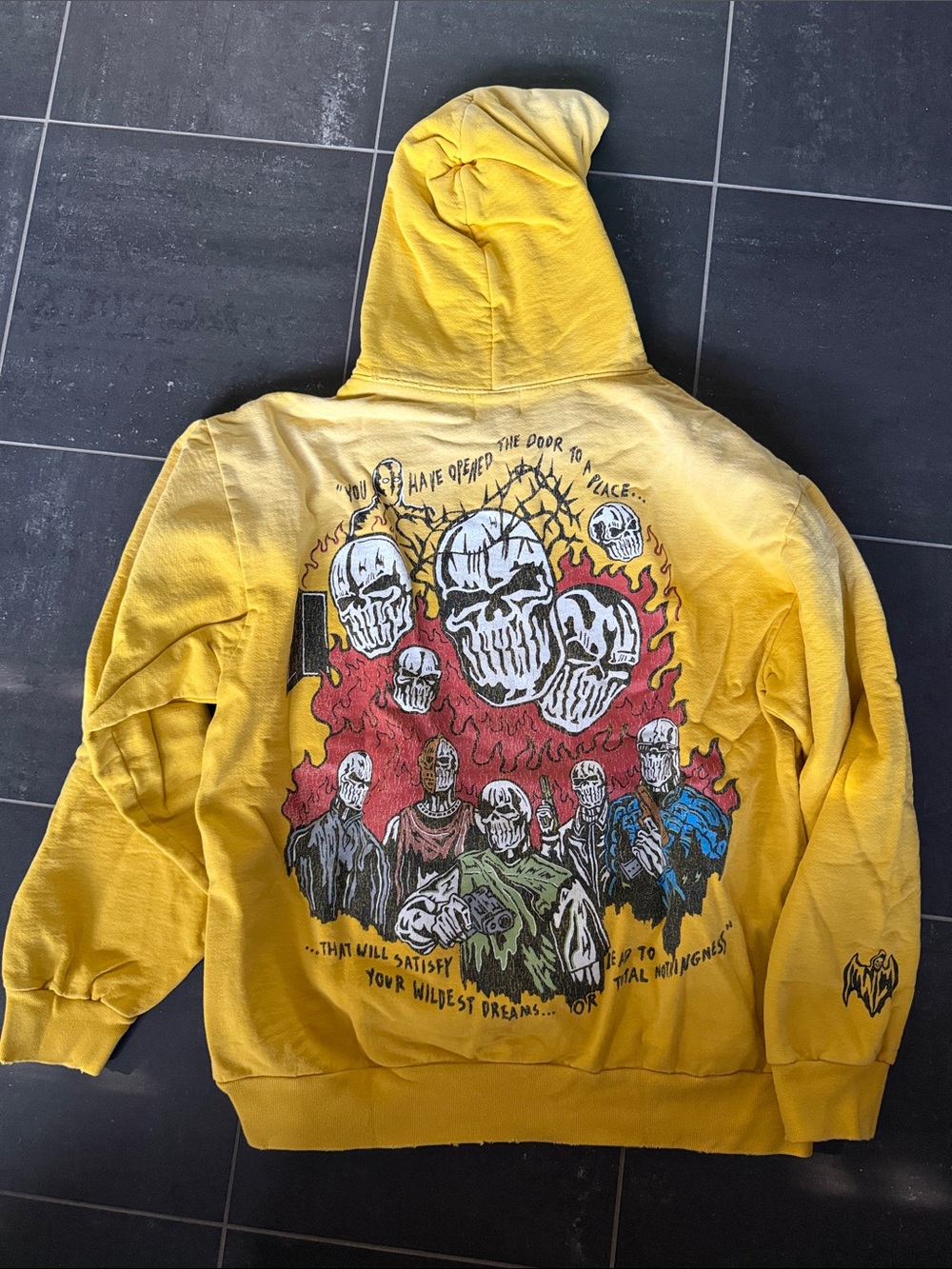 Warren Lotas Yellow Graphic Skull Hoodie Sweatshirt size XL